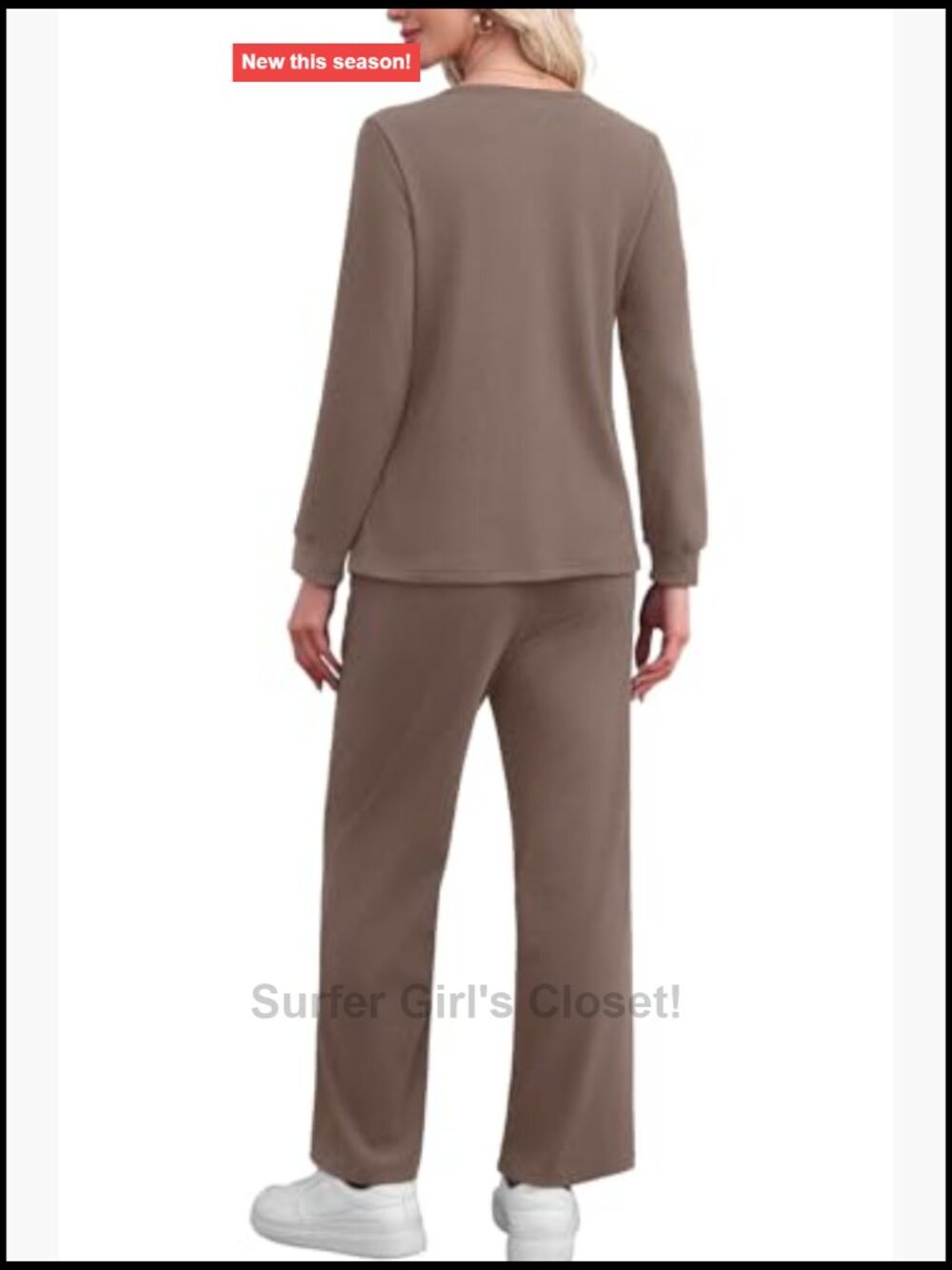 Two Piece Lounge Set Button Down Sweatsuit Wide Leg Sweatpants with Pockets - Picture 5 of 7